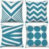 P-87213232162760-20260406111909.webp Unyqoos® Turquoise kussenslopen set van 4 met abstract geometrisch patroon voor diverse interieurs