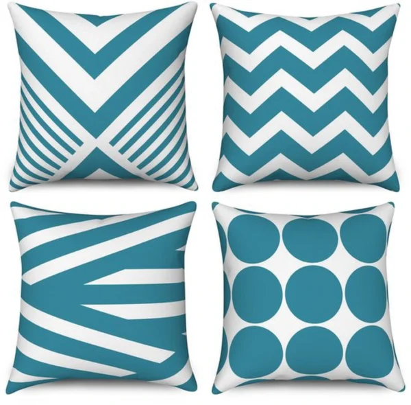 P-87213232162760-20260406111909.webp Unyqoos® Turquoise kussenslopen set van 4 met abstract geometrisch patroon voor diverse interieurs