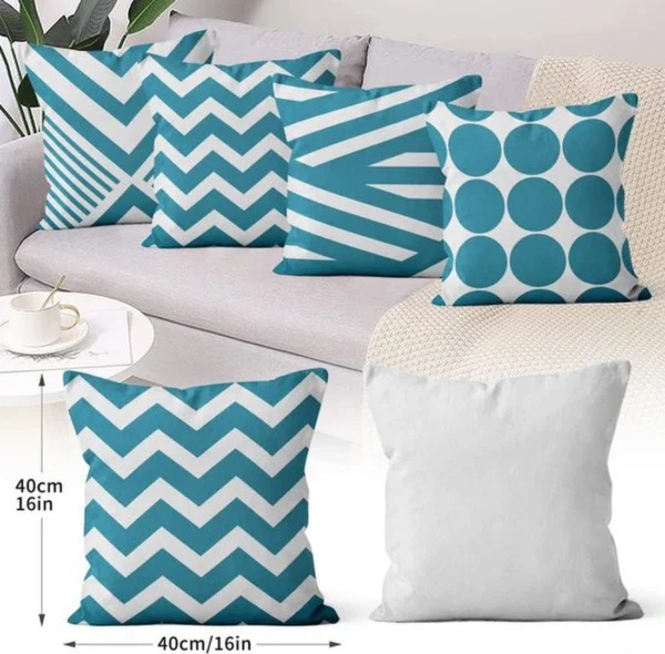 P-87213232162762-20260406111918.webp Unyqoos® Turquoise kussenslopen set van 4 met abstract geometrisch patroon voor diverse interieurs