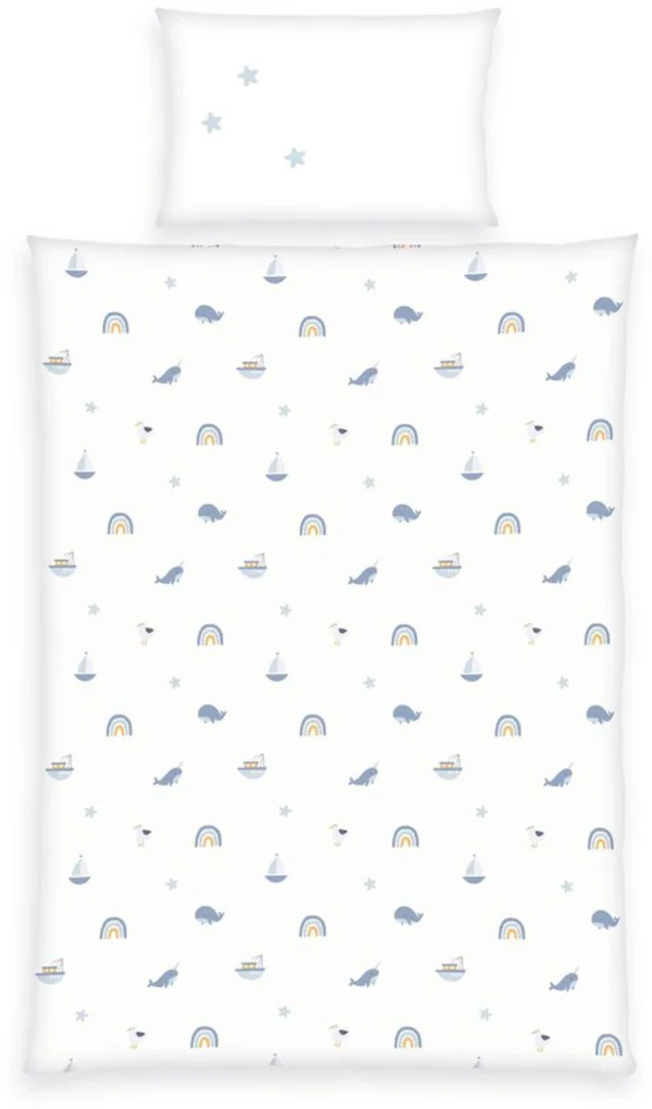 Unyqoos® Schattig beddengoed voor kinderen met oceaanmotief en knoopsluiting