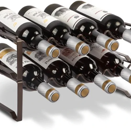 P-87213232194440-20260406110115.webp Unyqoos® Stapelbaar metalen wijnrek met ruimte voor 8 flessen in kelder of bar