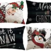 P-87213232197340-20260406111155.webp Unyqoos® Set van 4 decoratieve kerstkussenhoezen met sneeuwpop en kerstman motieven