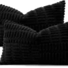 Unyqoos® Set van twee zachte corduroy kussenhoezen met gestreept patchwork design