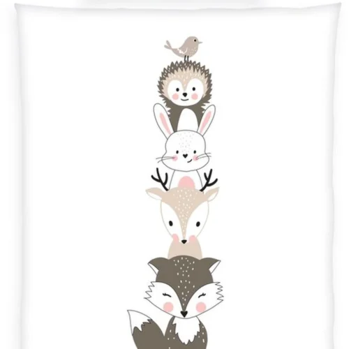 Unyqoos® Ademend Kinderbeddengoed met Omkeerbaar Bosdierenmotief en Katoenen Kwaliteit