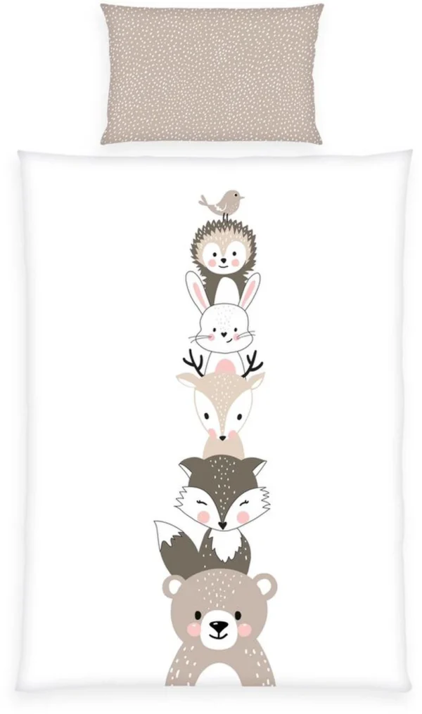 Unyqoos® Ademend Kinderbeddengoed met Omkeerbaar Bosdierenmotief en Katoenen Kwaliteit