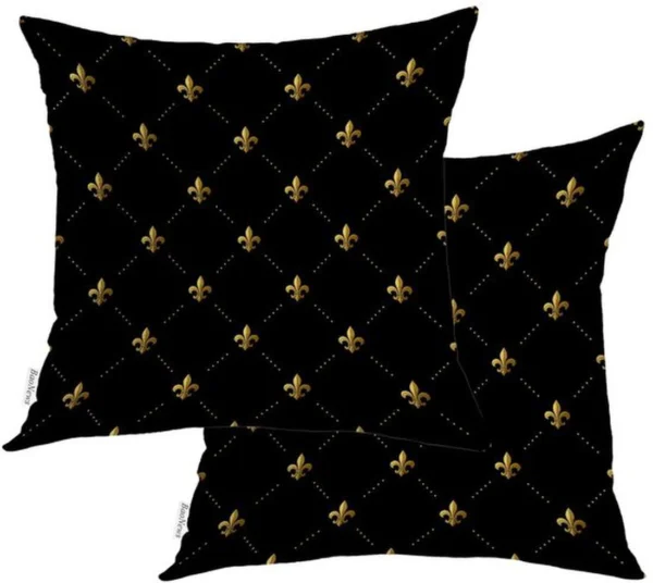 Unyqoos® Stijlvolle sierkussenhoezen met fleur de lis en bloemenmotief, set van 2