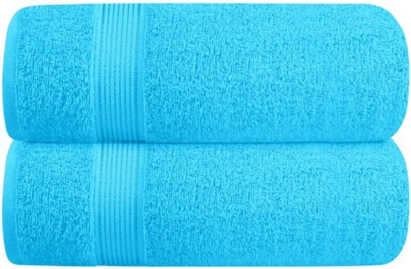 Unyqoos® Set van twee luxe badhanddoeken in turquoise blauw, ultra absorberend en sneldrogend, 70x140 cm