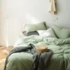 Unyqoos® Zachte en stijlvolle microvezel beddenset in saliegroen met ritssluiting