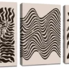 P-87213232287980-20260406123628.webp Unyqoos® Set van drie abstracte zwart-wit canvasmuurkunst met houten lijst voor interieurdecoratie