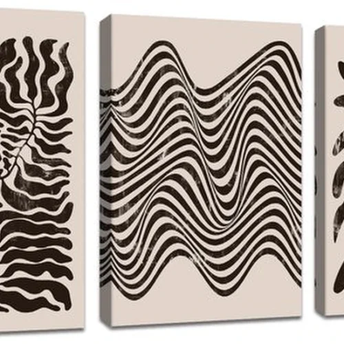 P-87213232287980-20260406123628.webp Unyqoos® Set van drie abstracte zwart-wit canvasmuurkunst met houten lijst voor interieurdecoratie
