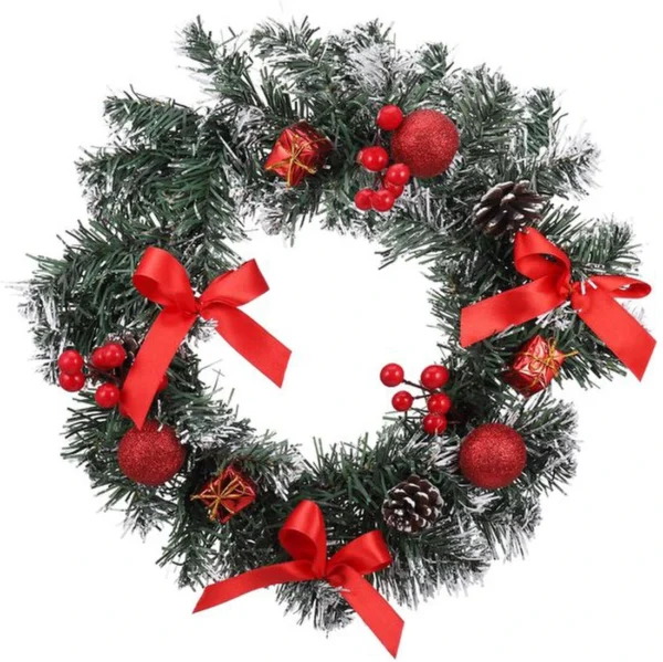 Unyqoos® Elegante kunstkerstkrans met rode bessen en dennenappels voor winterdecoratie