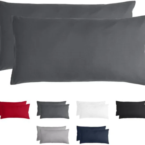 Unyqoos® Set van 2 antraciete kussenslopen 40x80 cm met ritssluiting en ademend microvezel
