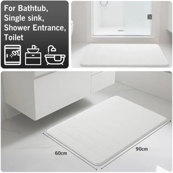 P-87213232305174-20260405134420.webp Unyqoos® Ultrazachte witte badmat van traagschuim met antislip en snelle absorptie