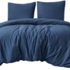 Unyqoos® Comfortabele beddengoedset van microvezel in marineblauw met ritssluiting