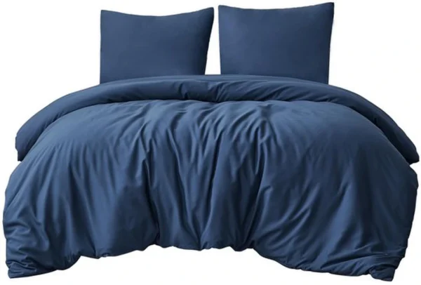 Unyqoos® Comfortabele beddengoedset van microvezel in marineblauw met ritssluiting