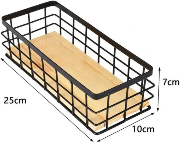 P-87213232316821-20260406081948.webp Unyqoos® Set van twee metalen wandmanden met houten bodem voor veelzijdige opslag