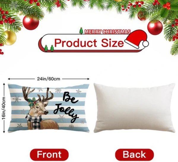 P-87213232319654-20260406111717.webp Unyqoos® Set van vier kerstkussenslopen met sneeuwpop en eland motief in blauw en grijs