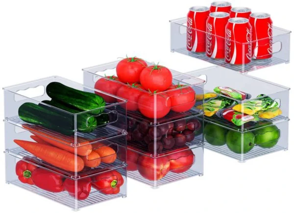 Unyqoos® Complete 9-Delige Set van Koelkastorganizers in Drie Maten voor Diverse Opslagbehoeften