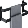 Unyqoos® Stijlvolle Zwarte Matzwarte Handdoekhouder van Roestvrij Staal voor Badkamer en Keuken met Dubbele Stangen, 40 cm