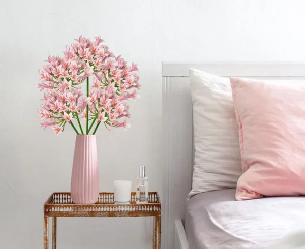 P-87213232385135-20260405135119.webp Unyqoos® Set van 5 Roze Sierlelies van 75 cm voor Decoratieve Bloemstukken