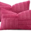 Unyqoos® Set van 2 decoratieve corduroy kussenslopen met streeppatroon voor elke woonruimte