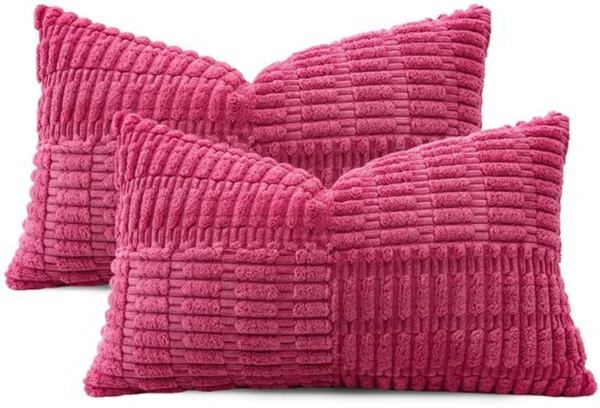 Unyqoos® Set van 2 decoratieve corduroy kussenslopen met streeppatroon voor elke woonruimte