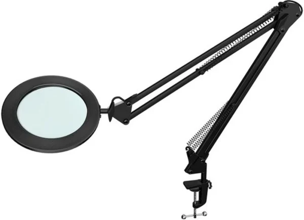 Unyqoos® Dimbare LED-vergrootlamp met flexibele arm en glazen lens voor precisiewerk