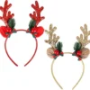 P-87213232449410-20260406093725.webp Unyqoos® Set van twee feestelijke rendiergewei haarbanden met glitter en rode ballen