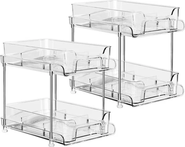 Unyqoos® Uittrekbare Keukenorganizer met Transparante Schuiflade en Flexibele Opbergmogelijkheden voor Onderkasten