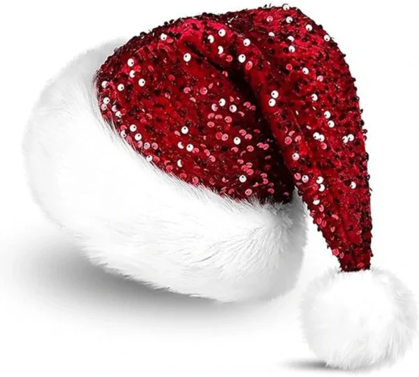 Unyqoos® Luxe fluwelen kerstmuts met pailletten en pluche rand voor feesten
