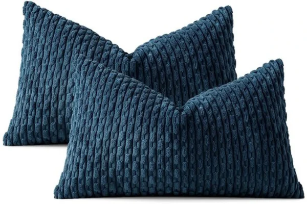P-87213232480481-20260406111355.webp Unyqoos® Set van twee blauwe corduroy kussenslopen voor elegante woondecoratie