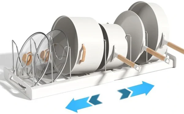 Unyqoos® Verstelbare en Multifunctionele Pannenrek Organizer met Antislip Design voor Keuken en Kantoor