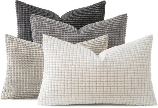 Unyqoos® Set van 4 stijlvolle grijze kussenslopen voor bank, woonkamer en slaapkamer, 40 x 60 cm