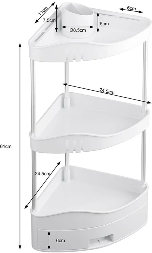 P-87213232507991-20260406101355.webp Unyqoos® Ruimtebesparend hoekrek met lade en stevige kunststof planken voor thuis