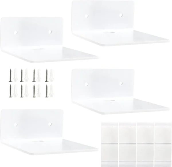 Unyqoos® Set van vier kleine witte acryl wandplanken voor diverse ruimtes