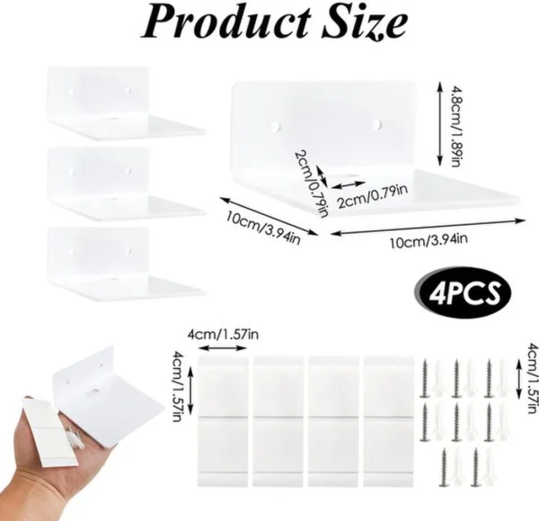 Unyqoos® Set van vier kleine witte acryl wandplanken voor diverse ruimtes