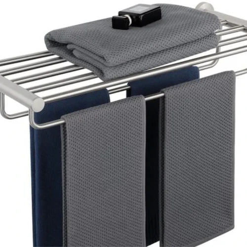 Unyqoos® Roestvrijstalen dubbele handdoekhouder voor badkamer en keuken - 60 cm wandmontage