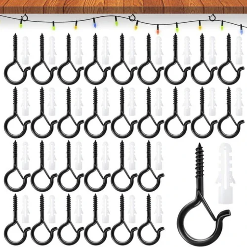 P-87213232618320-20260406120344.webp Unyqoos® Set van 30 zwarte schroefhaken met veiligheidssluiting voor veelzijdig gebruik