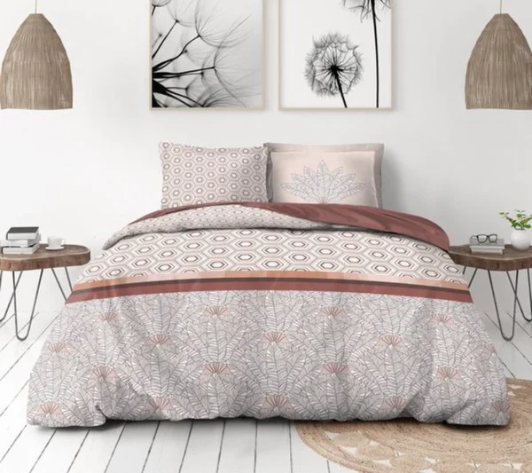 Unyqoos® Luxe katoenen dekbedovertrekset terracotta voor eenpersoonsbed 140x200 cm