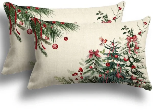 P-87213232648640-20260406112202.webp Unyqoos® Set van twee linnen kerstkussenslopen voor sfeervolle decoratie