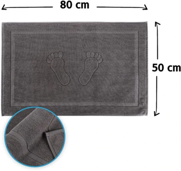 P-87213232656183-20260405140247.webp Unyqoos® Antracietgrijze Badmatset van 100% Katoen, 2 Stuks, Absorberend en Sneldrogend, 50x80 cm