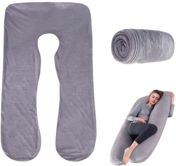 P-87213232661030-20260406112108.webp Unyqoos® Grijze machinewasbare U-vormige kussensloop voor zwangerschapskussen 140 x 80 cm