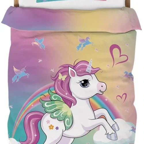 P-87213232681690-20260405105434.webp Unyqoos® Zacht en Ademend Kinderbeddengoed met Schattig Eenhoornontwerp voor Meisjes - 2-delige Set