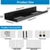 Unyqoos® Zwart Metalen Wandrek 40cm Doucherek Voor Badkamer, Keuken, Woonkamer en Slaapkamer - Set van 2