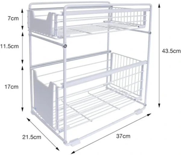 Unyqoos® Lade-organizer met Uittrekbare Mand voor Keuken en Badkamer met Twee Niveaus