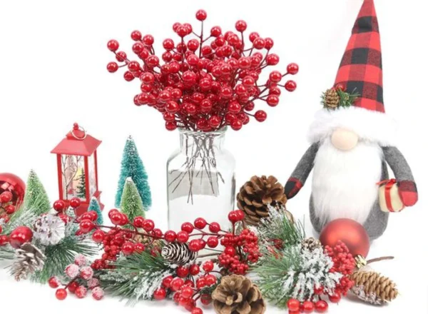 P-87213232720981-20260406091843.webp Unyqoos® Set van 20 Decoratieve Rode Bessen Takken voor Kerstboom en Creatief Handwerk