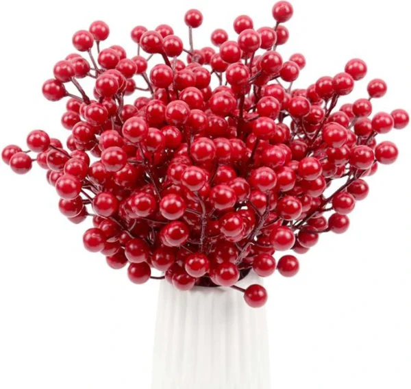 P-87213232720988-20260406091916.webp Unyqoos® Set van 20 Decoratieve Rode Bessen Takken voor Kerstboom en Creatief Handwerk