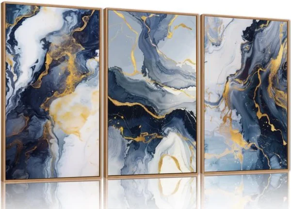 P-87213232729370-20260406123535.webp Unyqoos® Abstracte kunstset met blauwe en gouden tinten voor moderne wanddecoratie