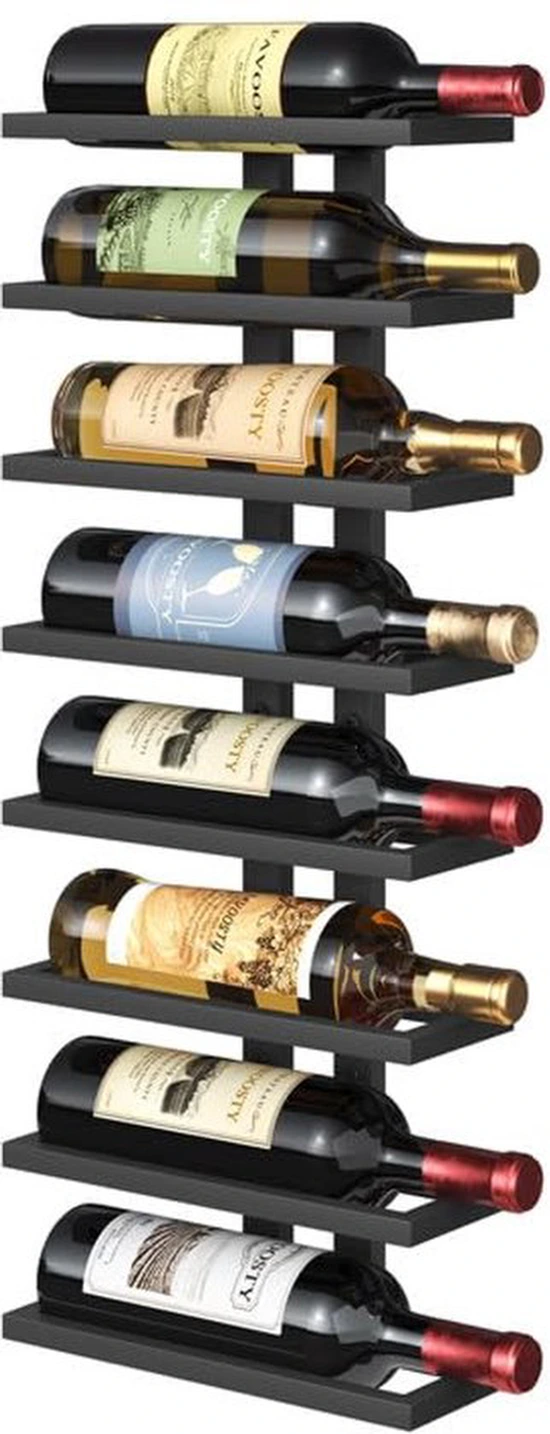 Unyqoos® Stijlvol hangend wijnrek met acht niveaus voor optimaal ruimtegebruik