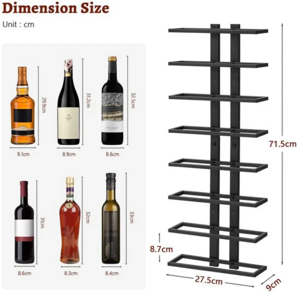 Unyqoos® Stijlvol hangend wijnrek met acht niveaus voor optimaal ruimtegebruik